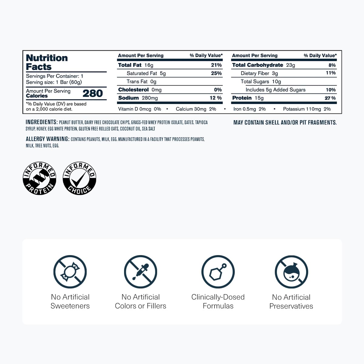 Ingredients highlight: nut butters and dates in Transparent Labs Protein+ Bars.