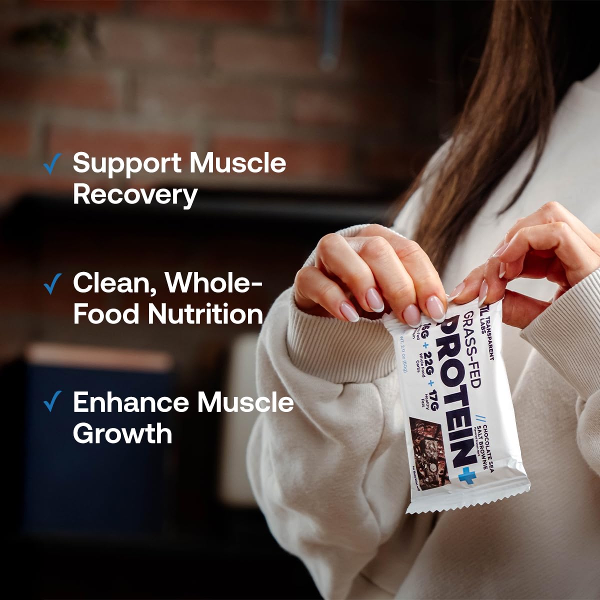 Oats close-up from Protein+ Bars highlights whole-food carbs.