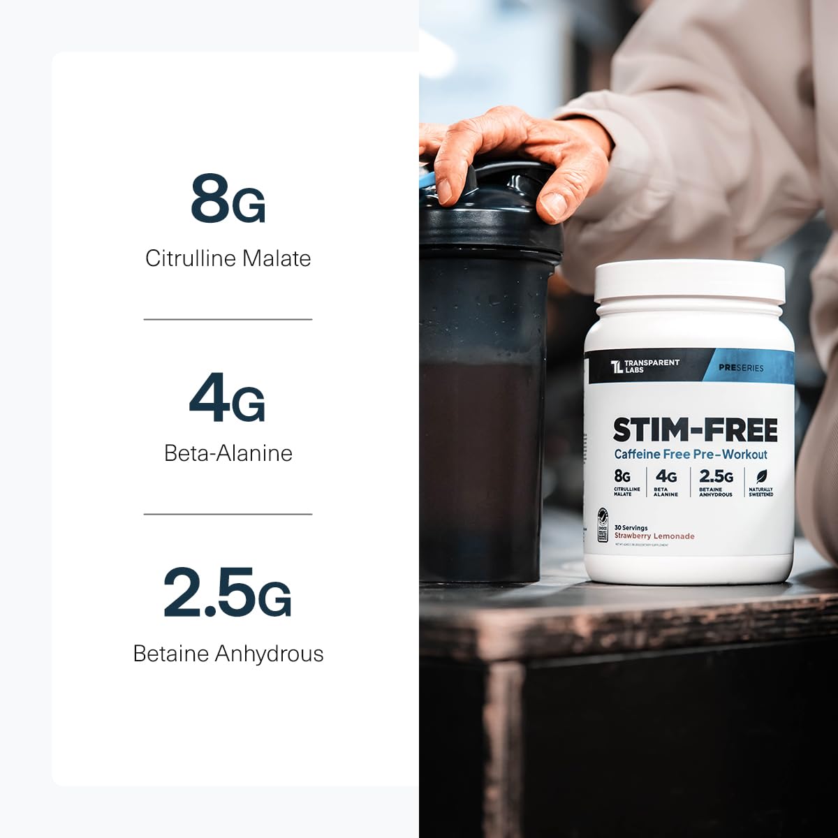 Citrulline malate boosts blood flow and pumps in Transparent Labs Stim-Free.