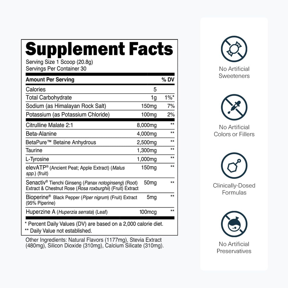 Transparent Labs Stim-Free scoop beside tub, accurate serving for workouts.