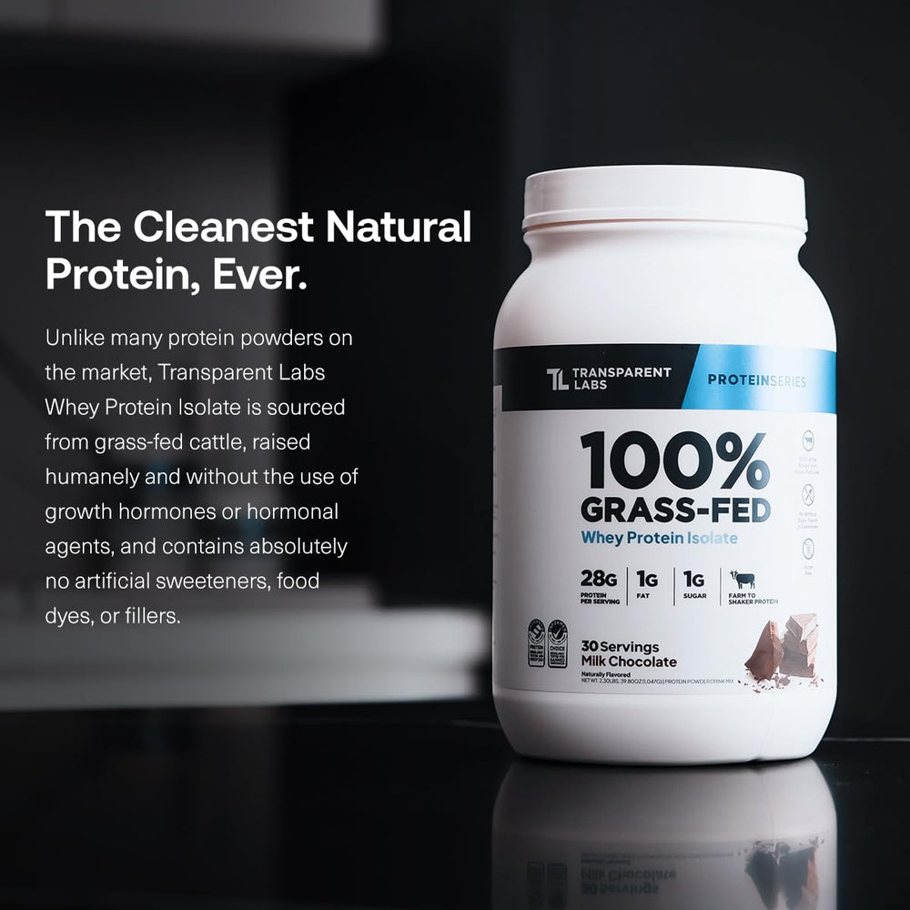 Transparent Labs whey isolate sealed bag signals convenient gluten-free nutrition.