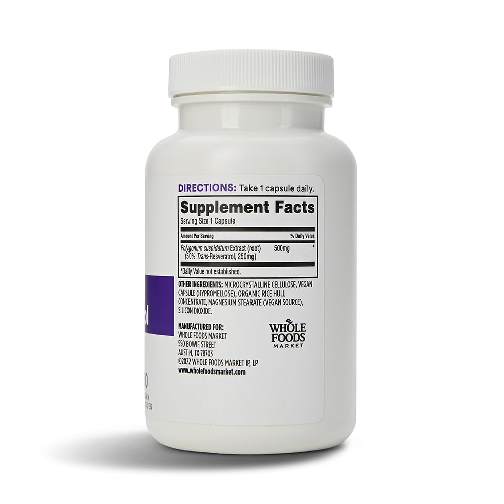 Transresveratrol 250mg capsules close-up, vegan-friendly formula