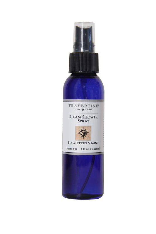 Travertine Spa Steam Shower Spray bottle with eucalyptus mint for spa like ambiance