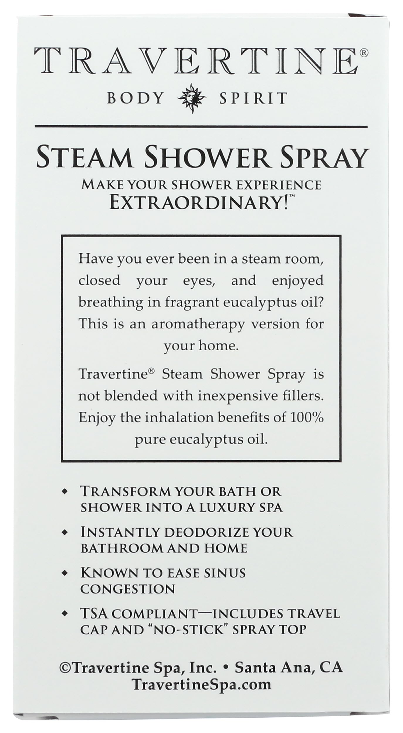 Travertine spray in shower creates spa-like atmosphere