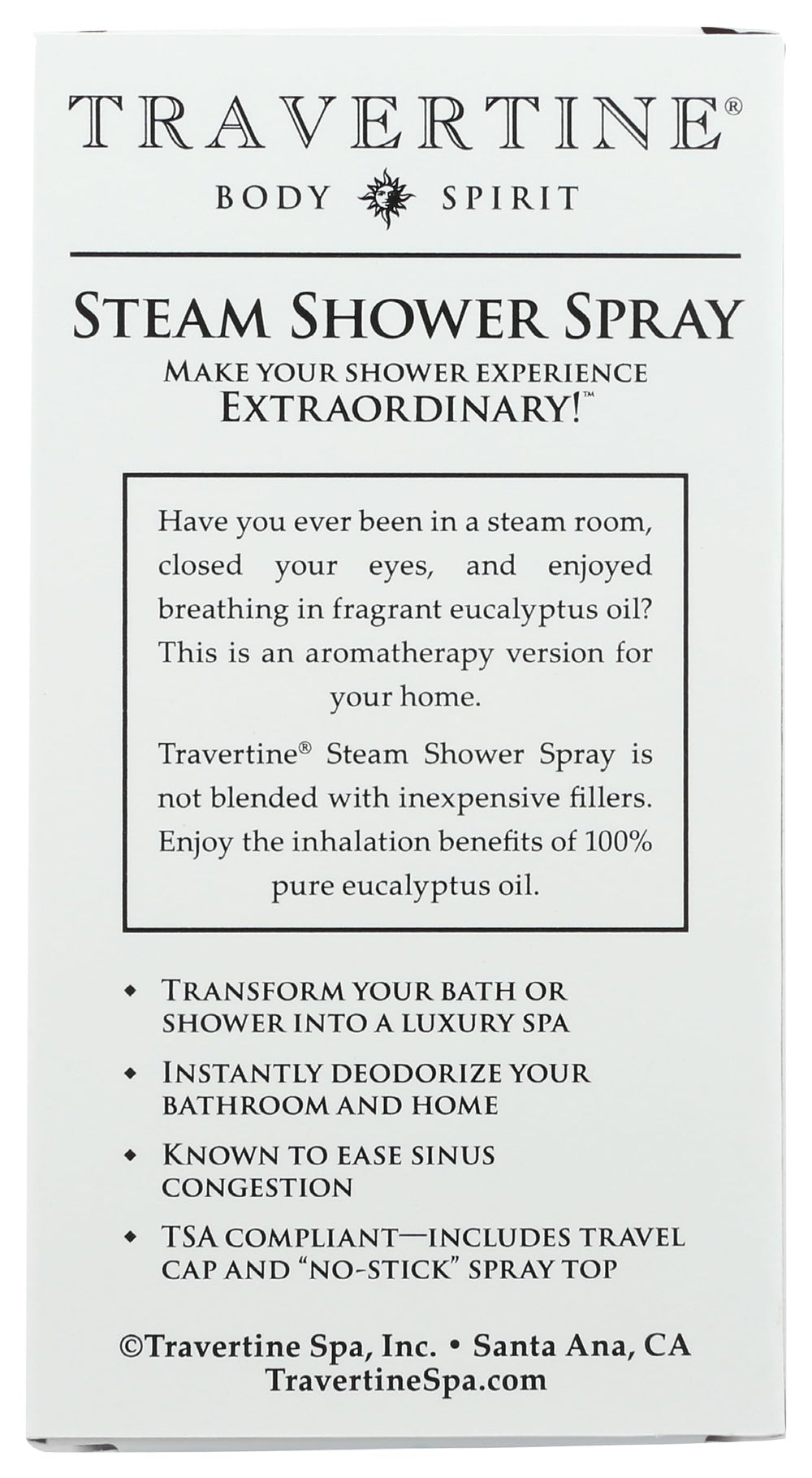 Travertine spray in shower creates spa-like atmosphere