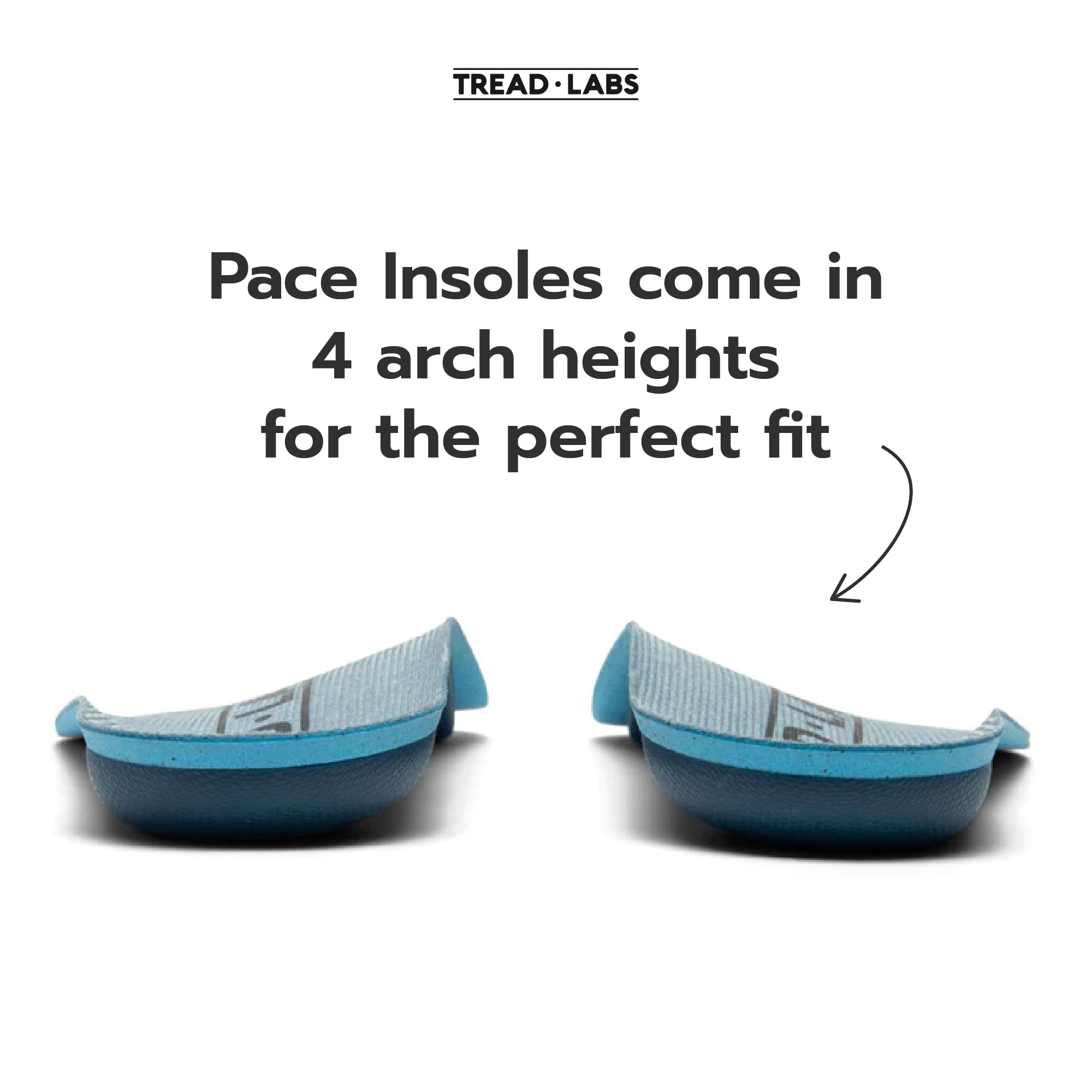 Pace insoles by Tread Labs relieve plantar fascia strain with arch alignment.