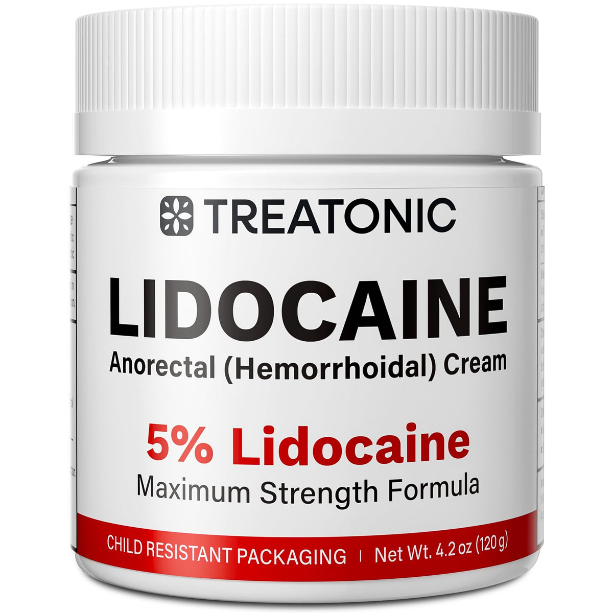 Treatonic 5% Lidocaine Cream bottle for quick topical relief.
