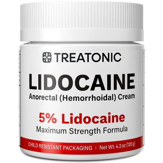 Treatonic 5% Lidocaine Cream bottle for quick topical relief.