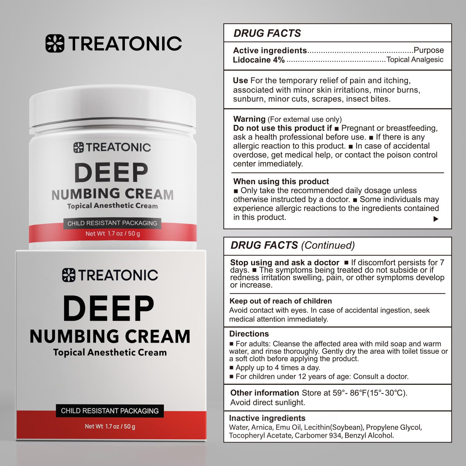 Vitamin E symbol and ingredients on Treatonic tube