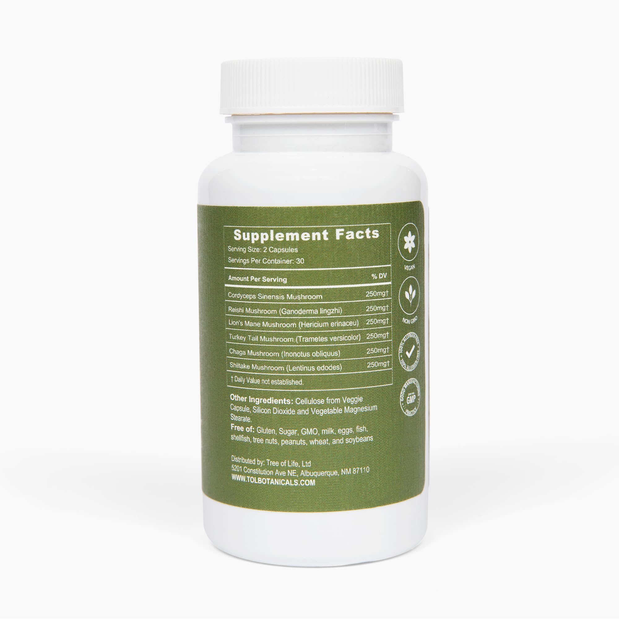 Tree of Life Botanicals Immunity label close-up mentions immune and digestion support.