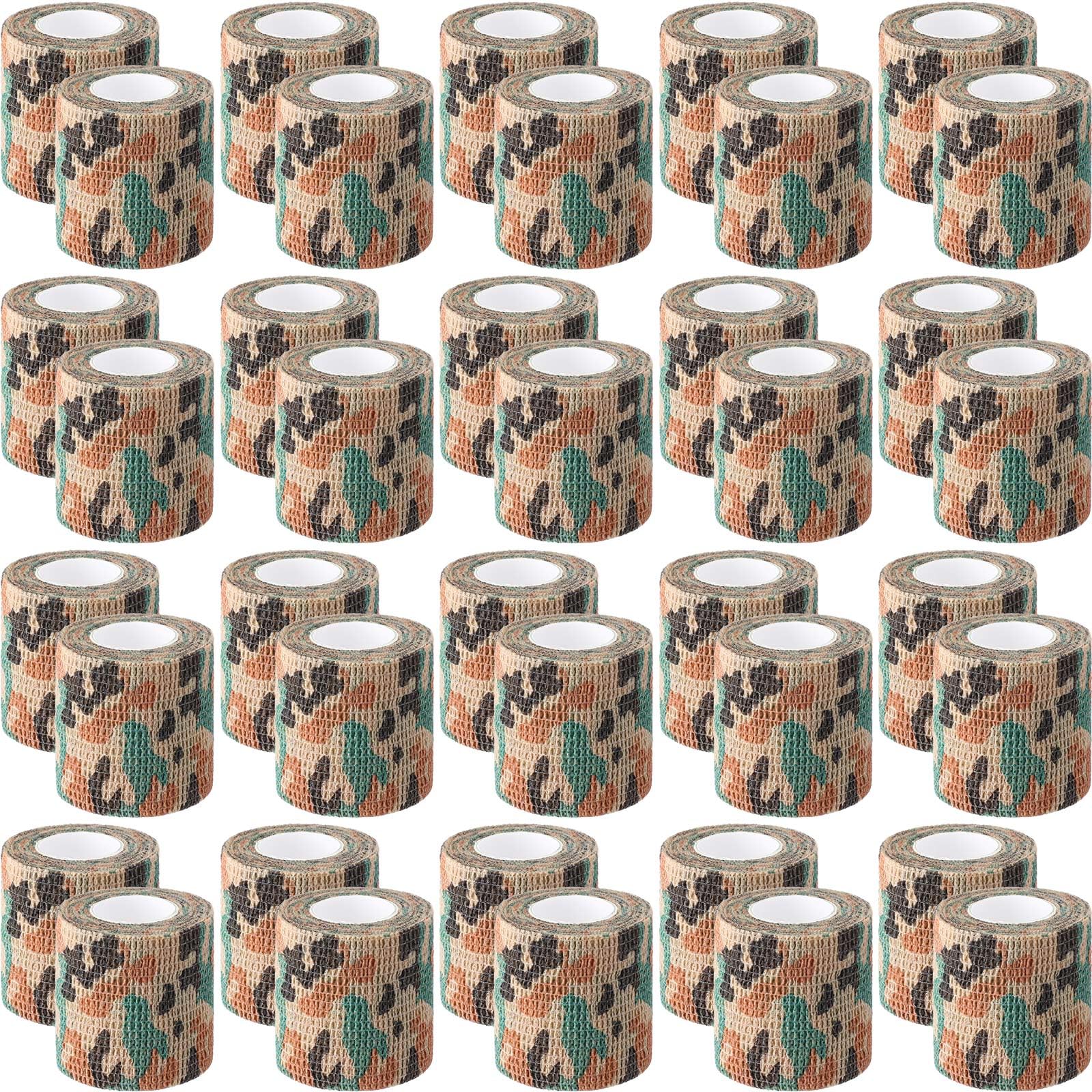 Treela 48-pack self-adhesive wrap bandage in green camo for quick coverage.