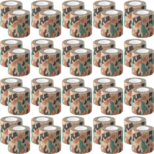 Treela 48-pack self-adhesive wrap bandage in green camo for quick coverage.