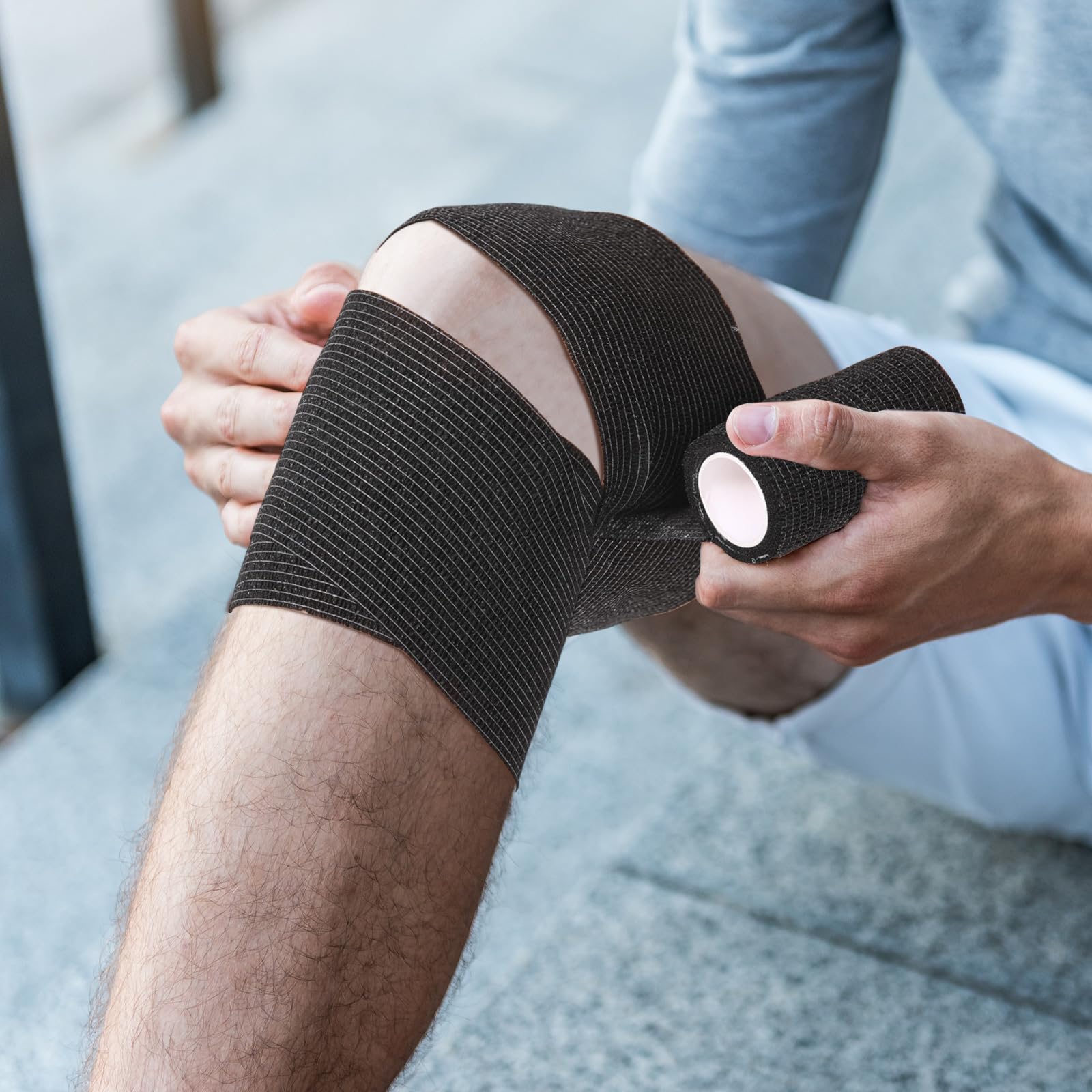Treela multipurpose self-adherent wrap stays in place during workouts.