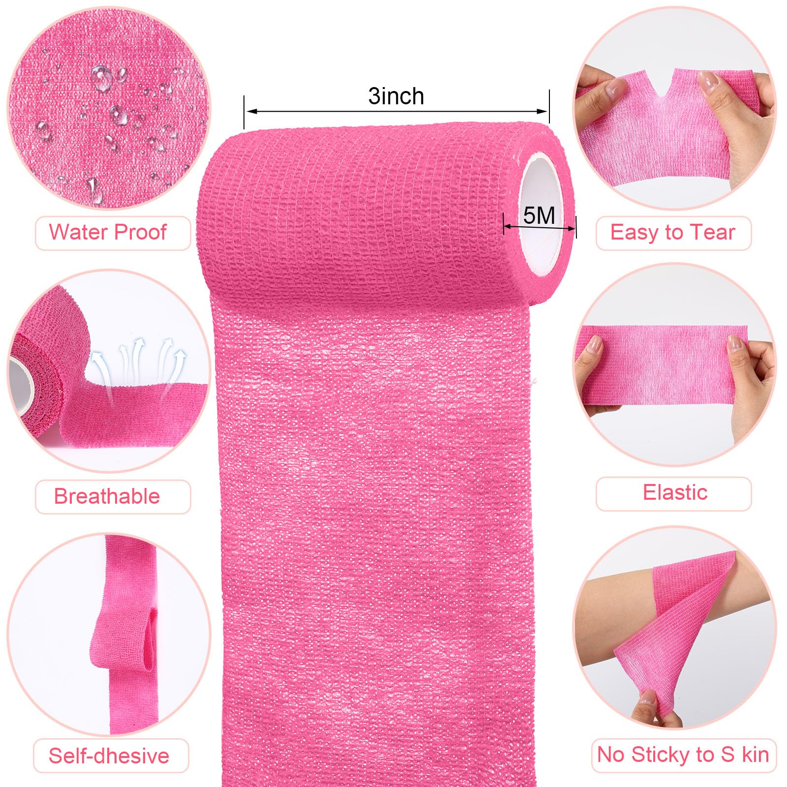 Treela self-adherent bandage wrap on the wrist provides quick, snug adjustments