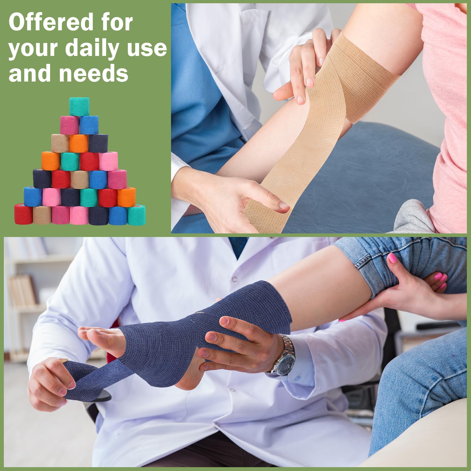 Treela self-adhering tape sticks to itself, not skin, for comfortable use