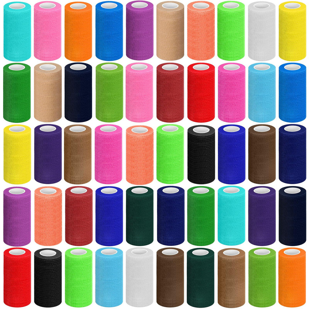 Treela self-adhesive wrap bandage in multicolor rolls for quick, secure coverage.