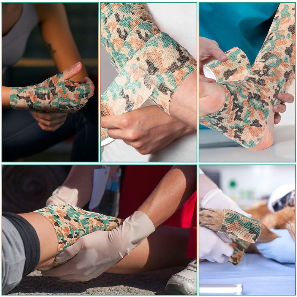 Treela wrist and ankle wrap bandage in green camo for sport protection.