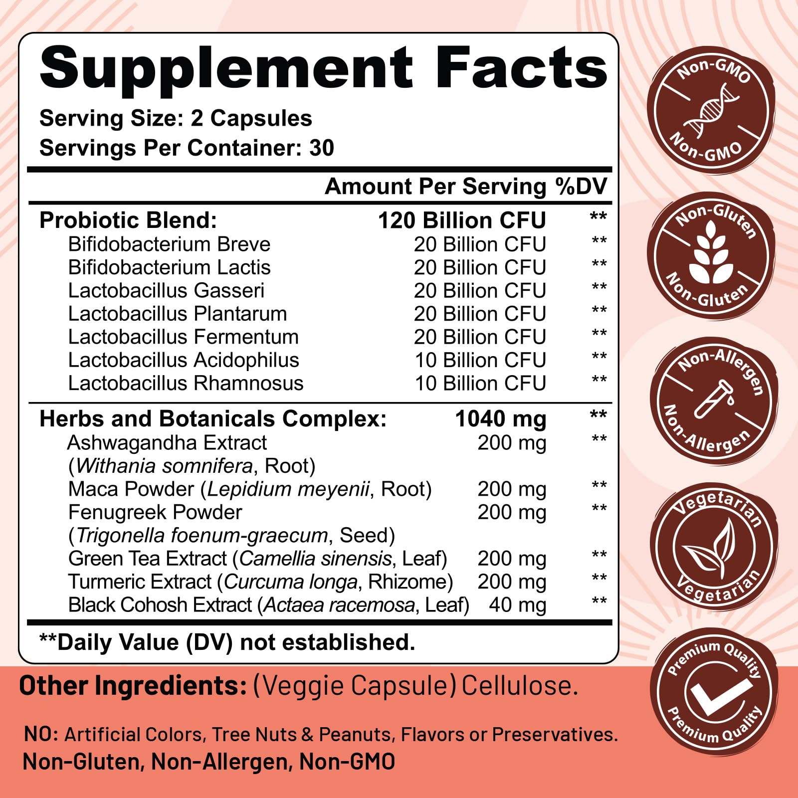 Trehealtt menopause capsules close-up highlighting probiotic formula for gut comfort