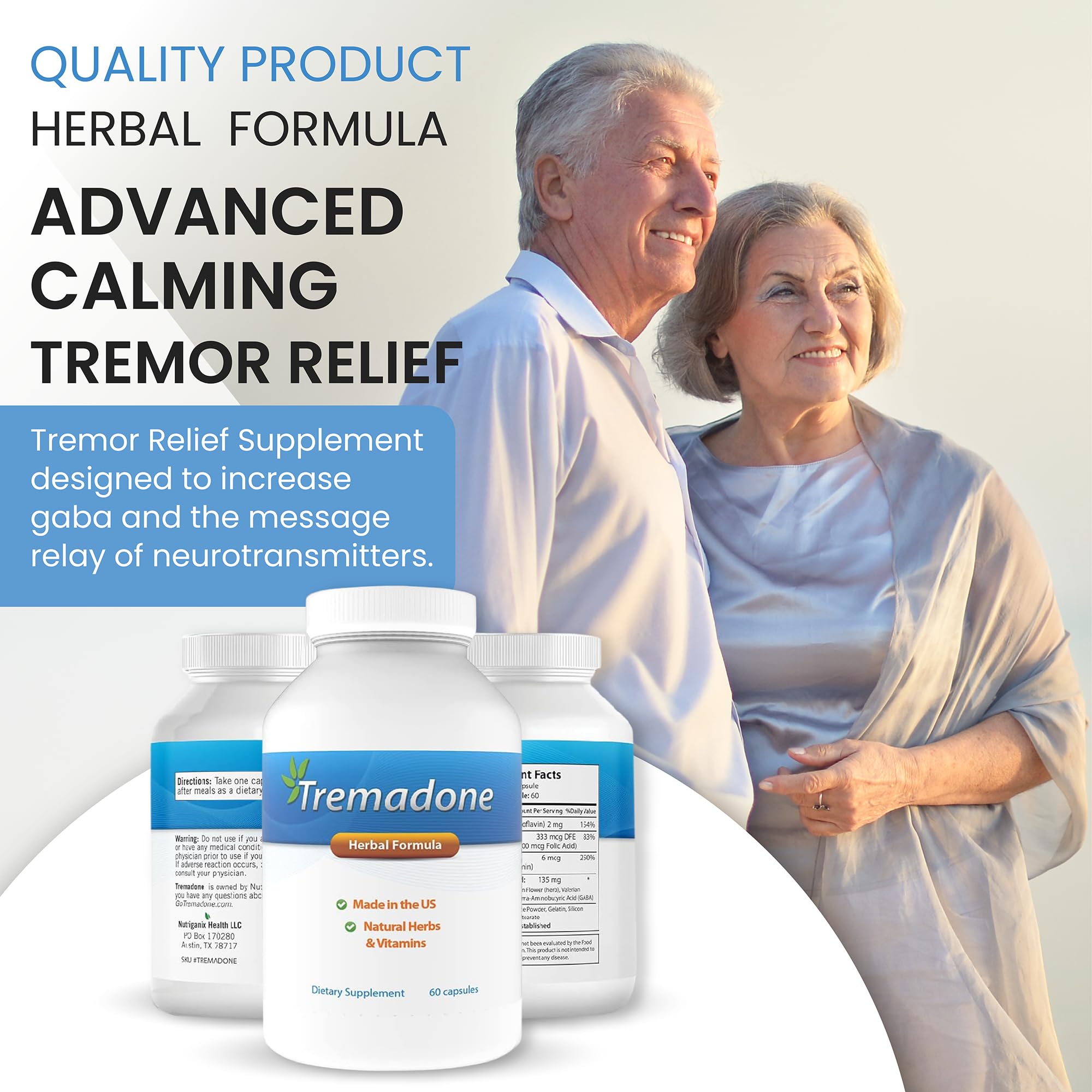 Glass with Tremadone capsules demonstrates integration into a morning routine