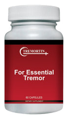 Tremortin bottle with label suggests natural tremor relief potential