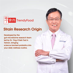 TrendyFood SlimPLUS label details emphasize probiotic blend and ingredients.