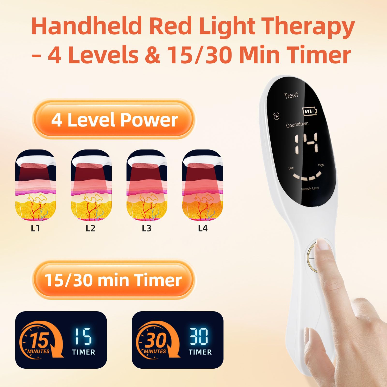 Trewf cold laser device with tripod enables hands-free sessions.