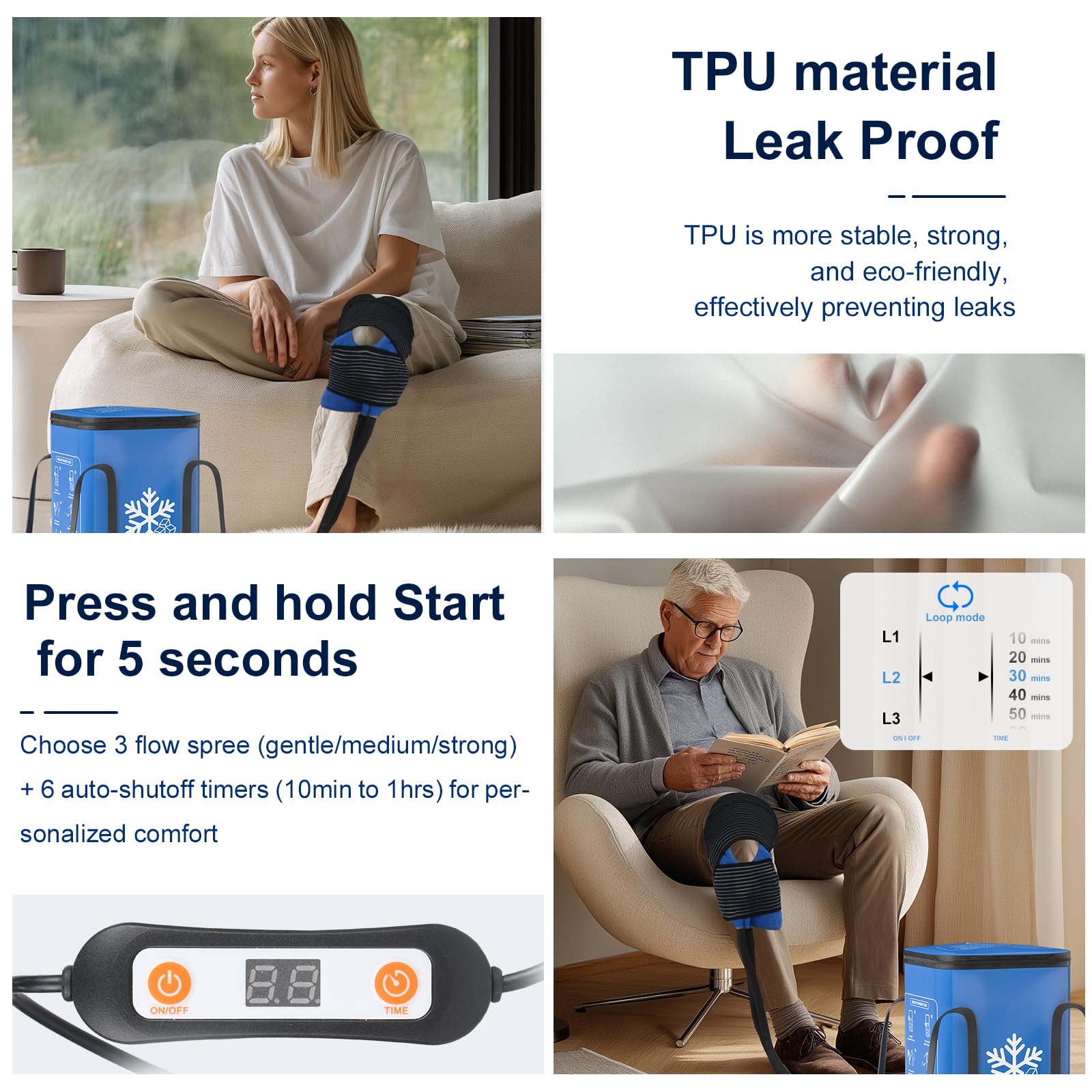 Flow mode with 30-minute auto shut-off supports safe, worry-free operation.