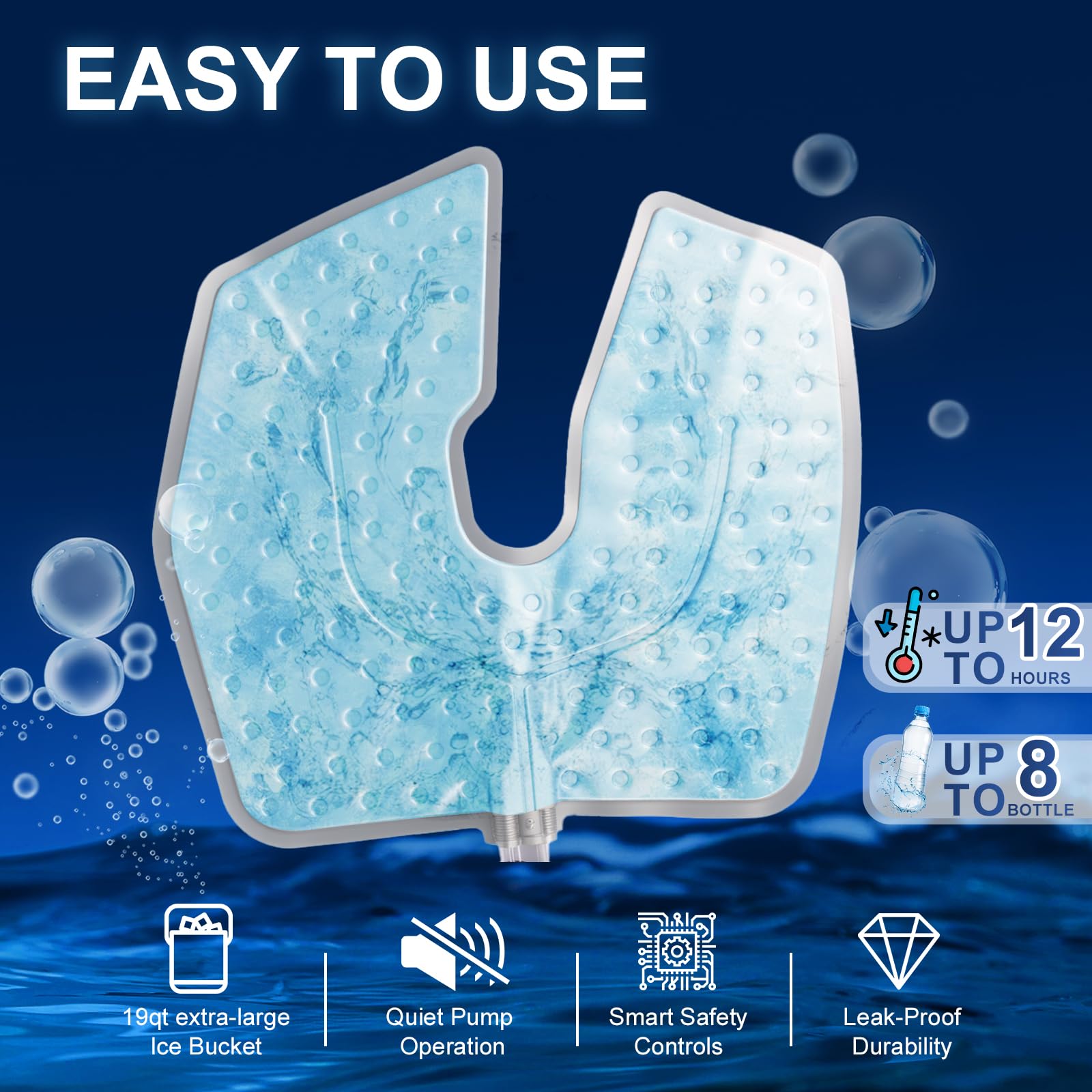Trewf 19qt ice chamber reduces refills during longer cooling sessions.