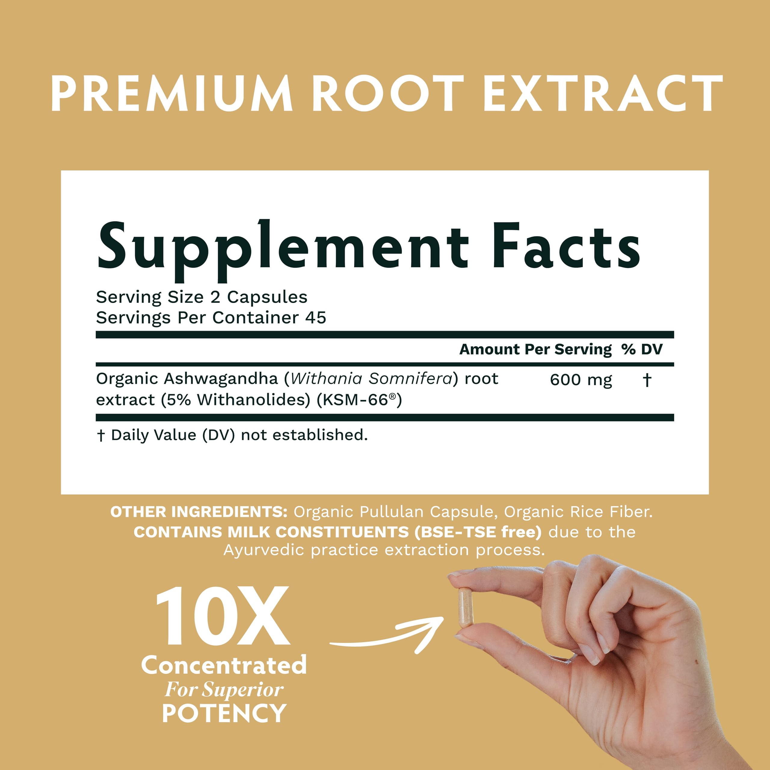 TRIBE ORGANICS Ashwagandha KSM66 powder closeup with premium root extract texture