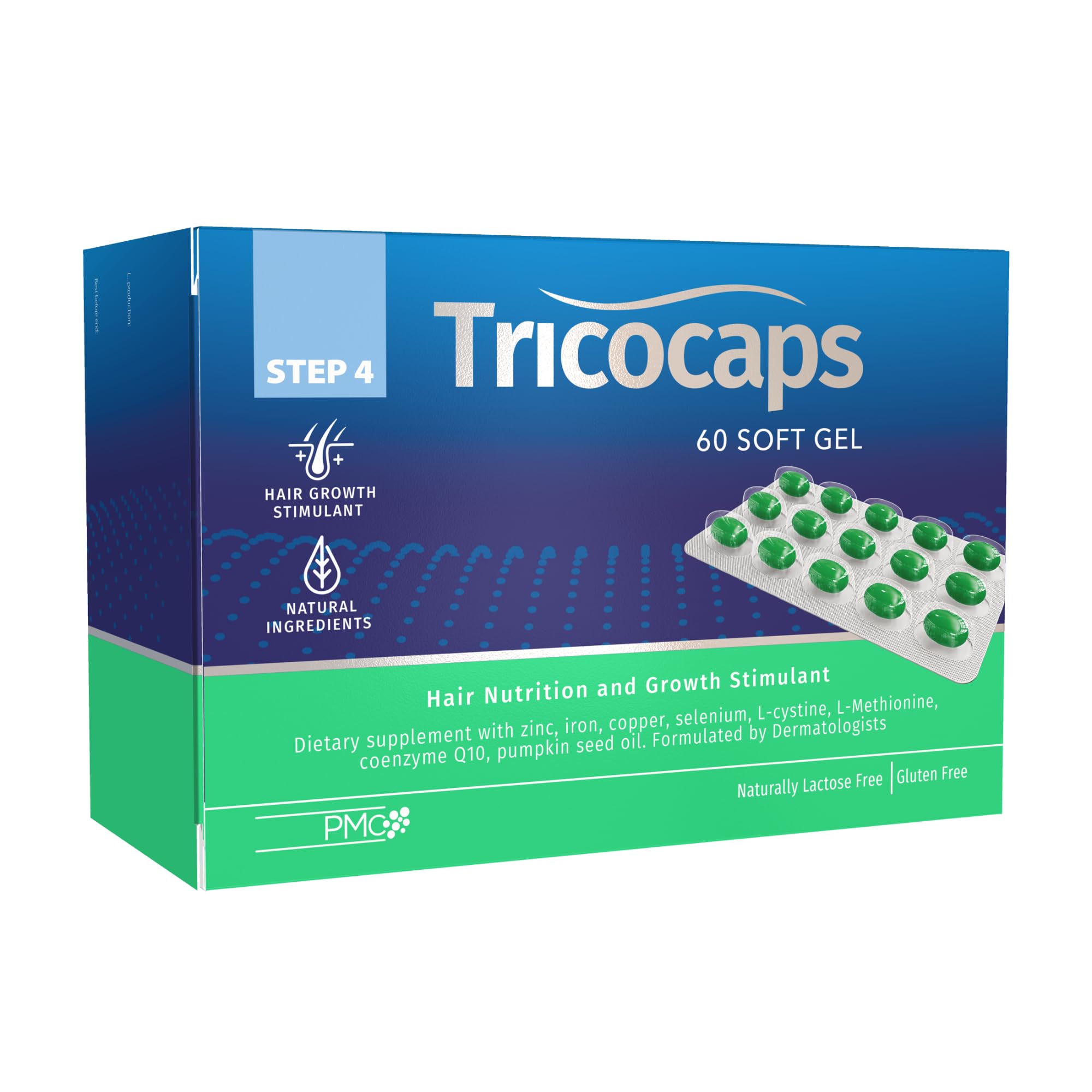 Tricovit Tricocaps bottle front for daily hair health support.