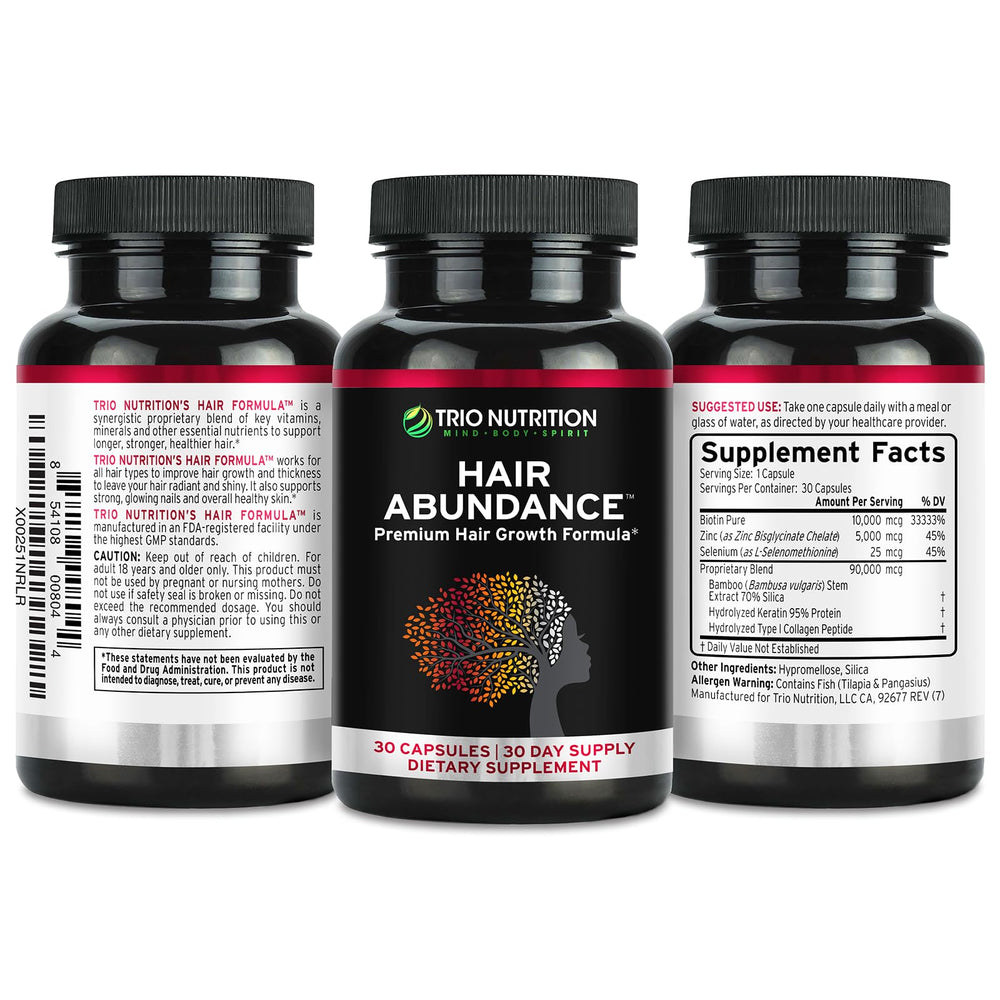 TRIO NUTRITION Hair Abundance vegetable capsules for daily use.