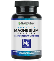 TRIO NUTRITION Magnesium Complex bottle with capsules for daily relaxation.