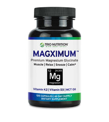 TRIO NUTRITION MagXimum bottle supports a calm morning routine.