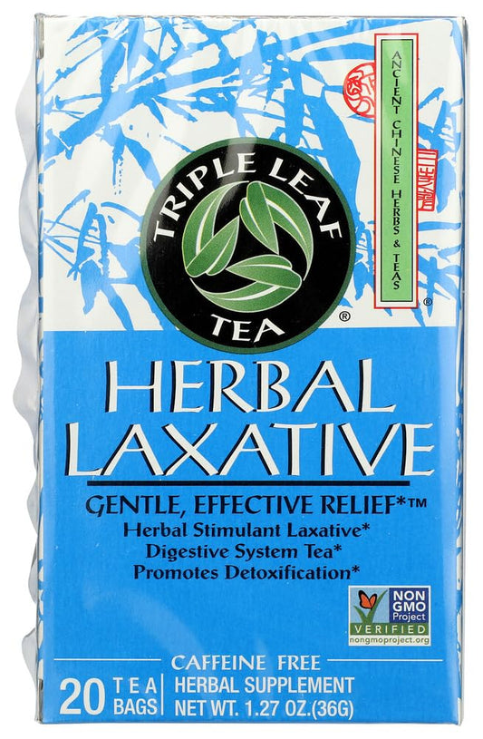 Triple Leaf Tea herbal laxative 20-bag pack for gentle overnight support.