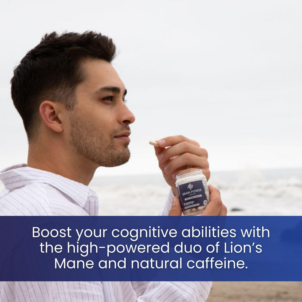 Packaging box of Troomy Brain Power with wellness imagery.