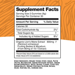 Troomy Lion's Mane Focus Gummies vegetarian symbol highlights plant-based snacking.