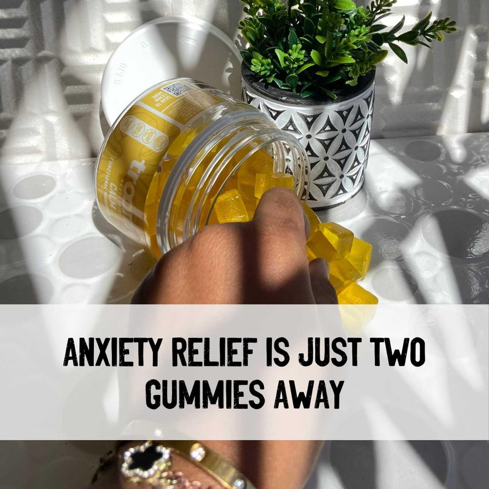 Troomy Reishi Calm Gummies front-label shot communicates gelatin-free and gluten-free benefits