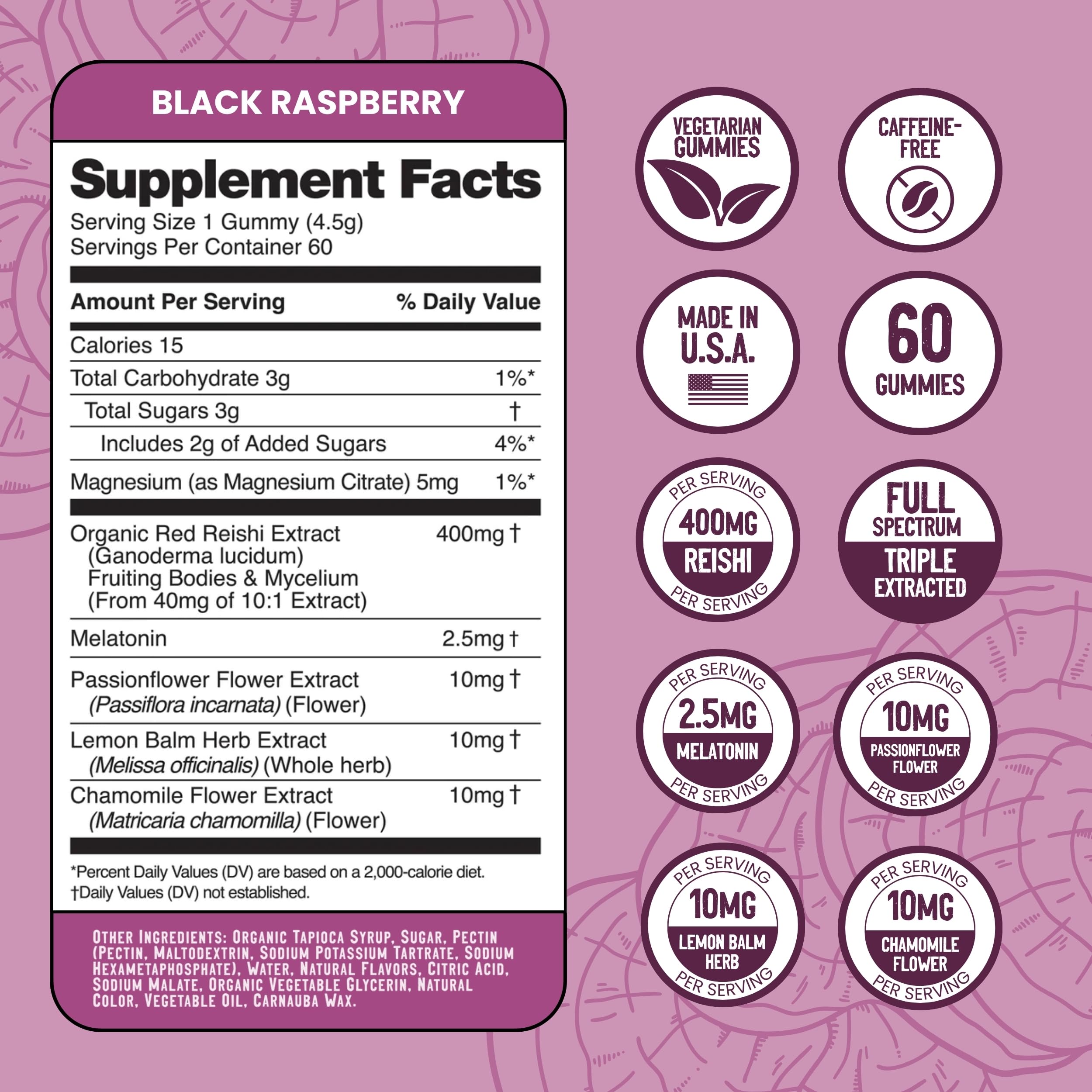 Troomy Sleep gummies black raspberry flavor invites a tasty wind-down.