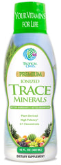 Tropical Oasis ionized trace minerals bottle for daily wellness support and easy dosing.