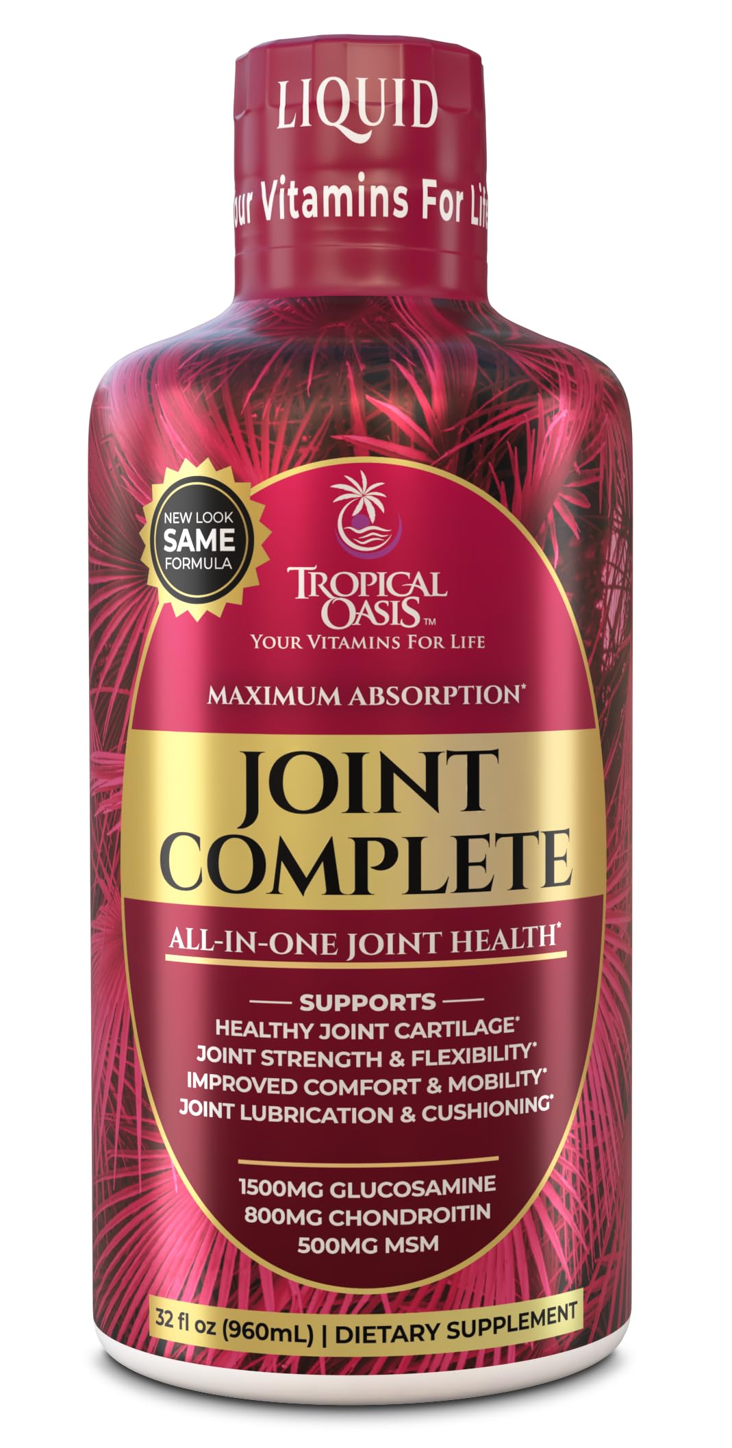 Tropical Oasis Joint Complete liquid bottle for daily joint support.
