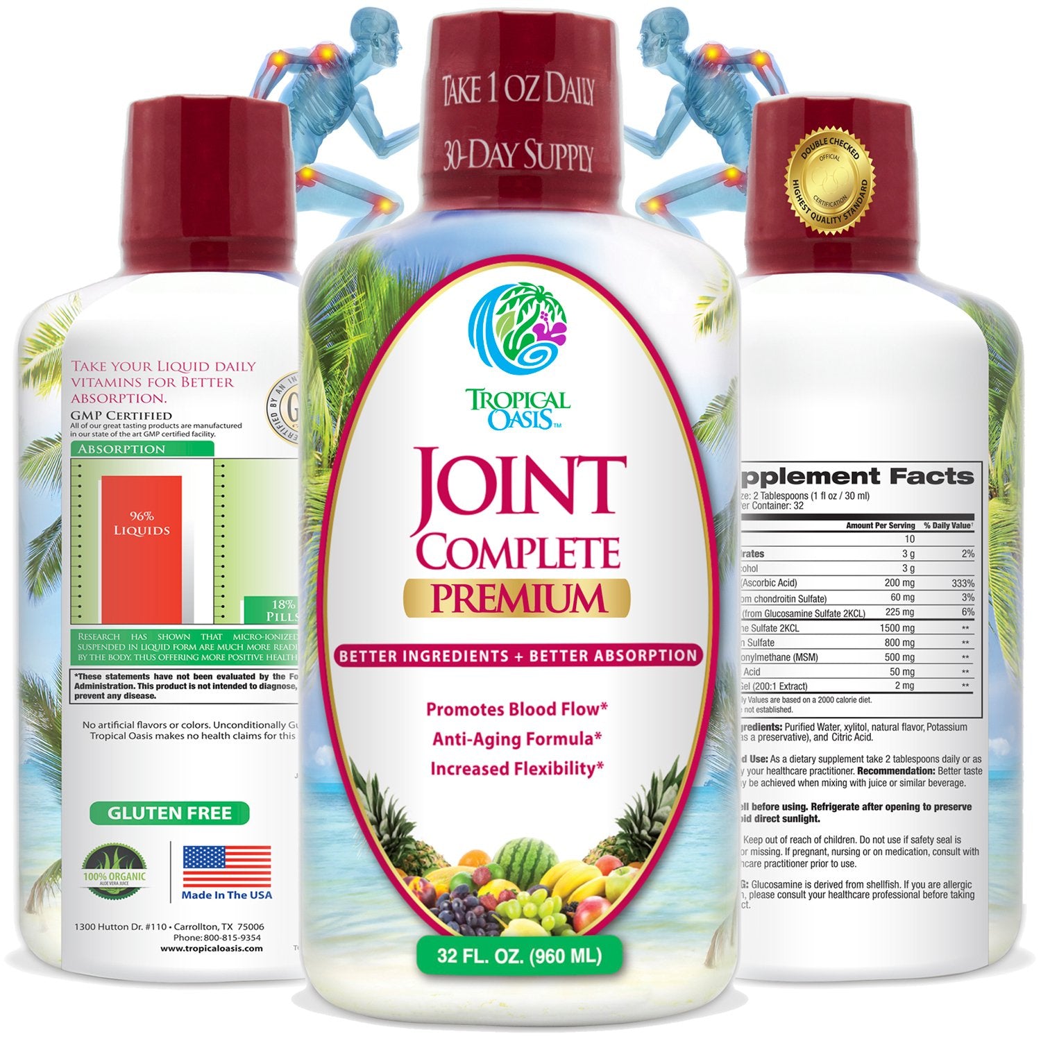 Tropical Oasis Joint Complete Liquid bottle ready for daily joint comfort.
