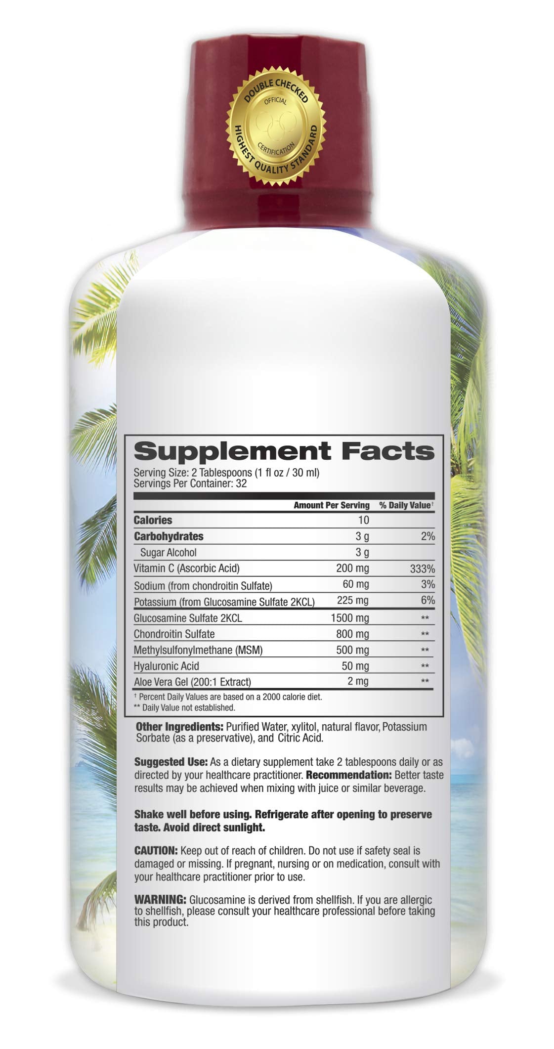 Pouring Tropical Oasis Joint Complete Liquid shows easy, pill-free intake.