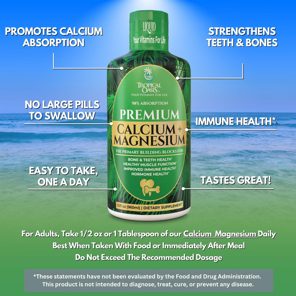 Tropical Oasis ingredients panel emphasizes citrate minerals for absorption.
