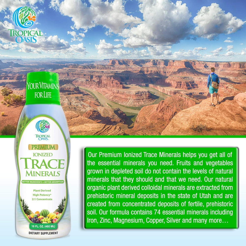 Tropical Oasis mineral formula bottle with clear labeling for quality.