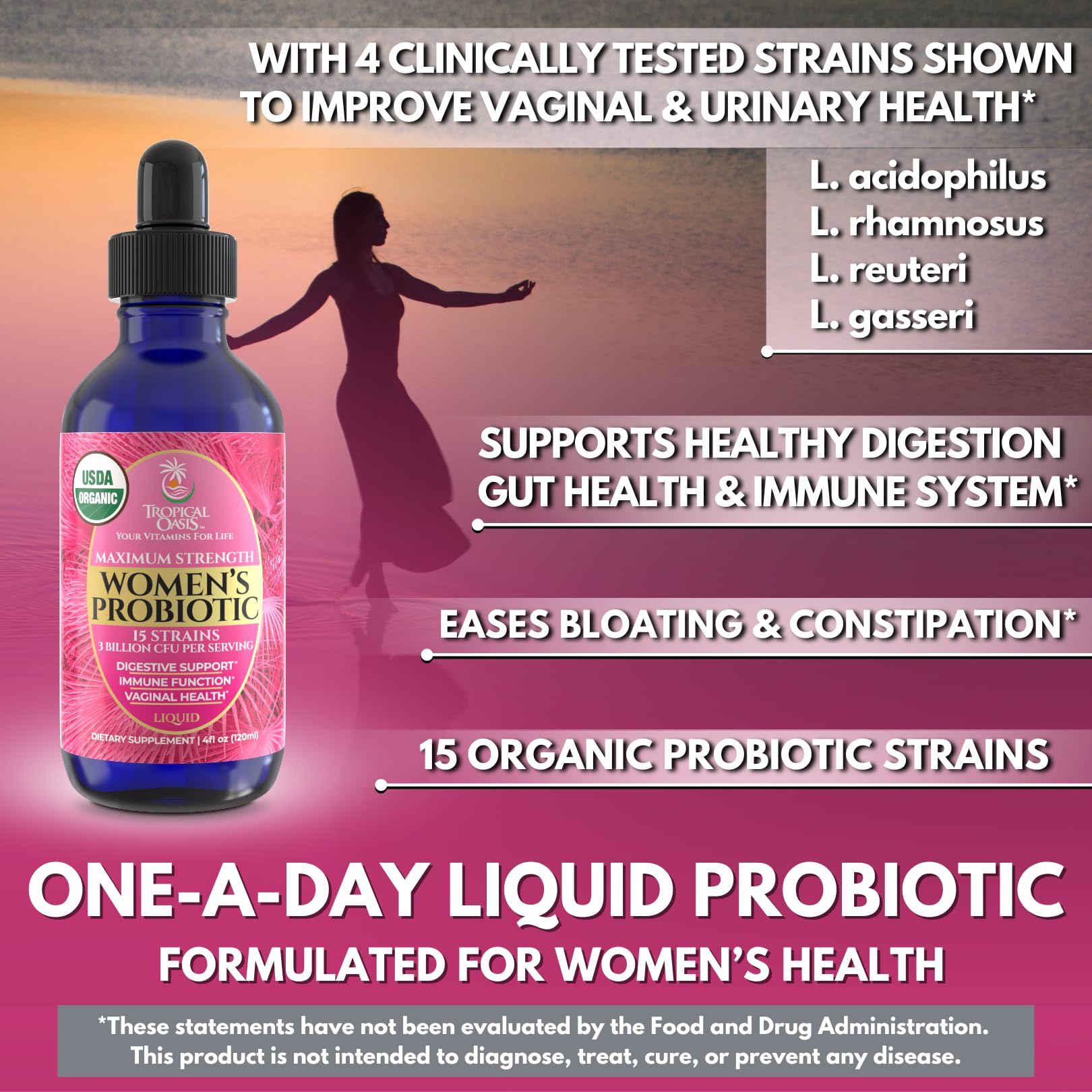 Tropical Oasis probiotic glass with liquid ready to use