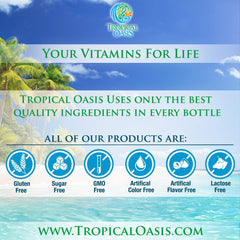 Tropical Oasis USA-made facility stamp signals trusted production standards.