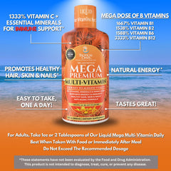Tropical Oasis Mega Premium Multivitamin orange flavor bottle with refreshing taste