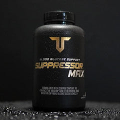 Troponin Nutrition Suppressor Max GDA label close-up with berberine and absorption focus.