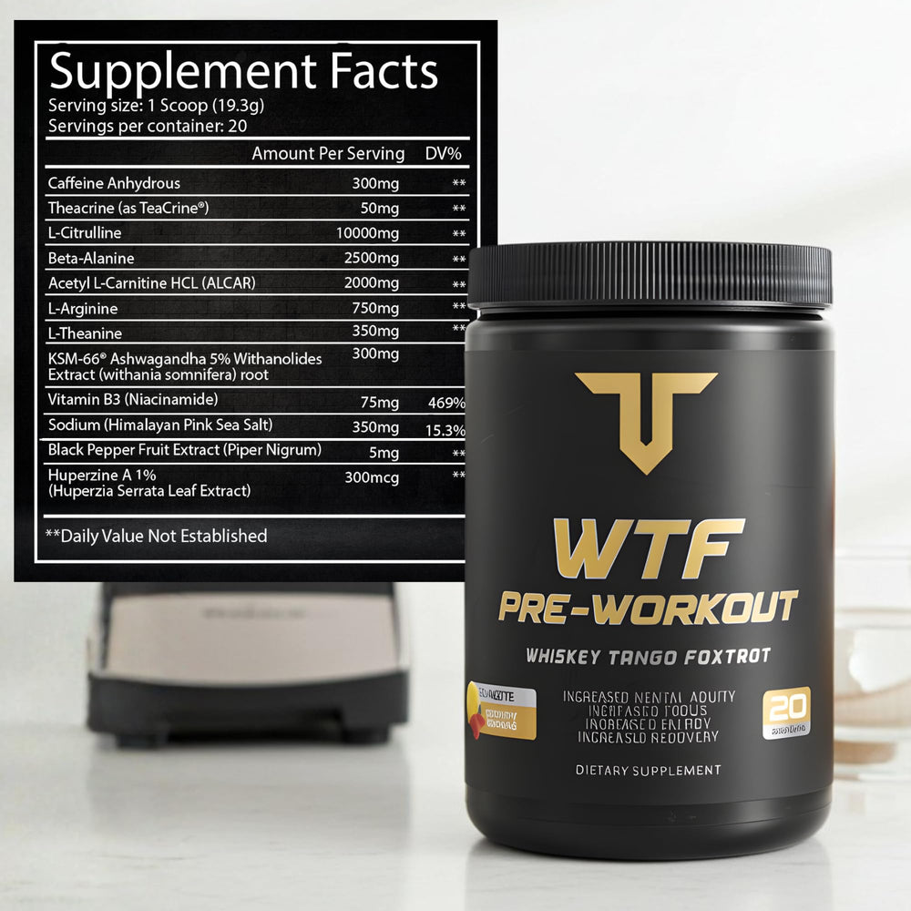 Troponin WTF Pre-Workout Strawberry Lemonade Snake Bite tub front flavor cue