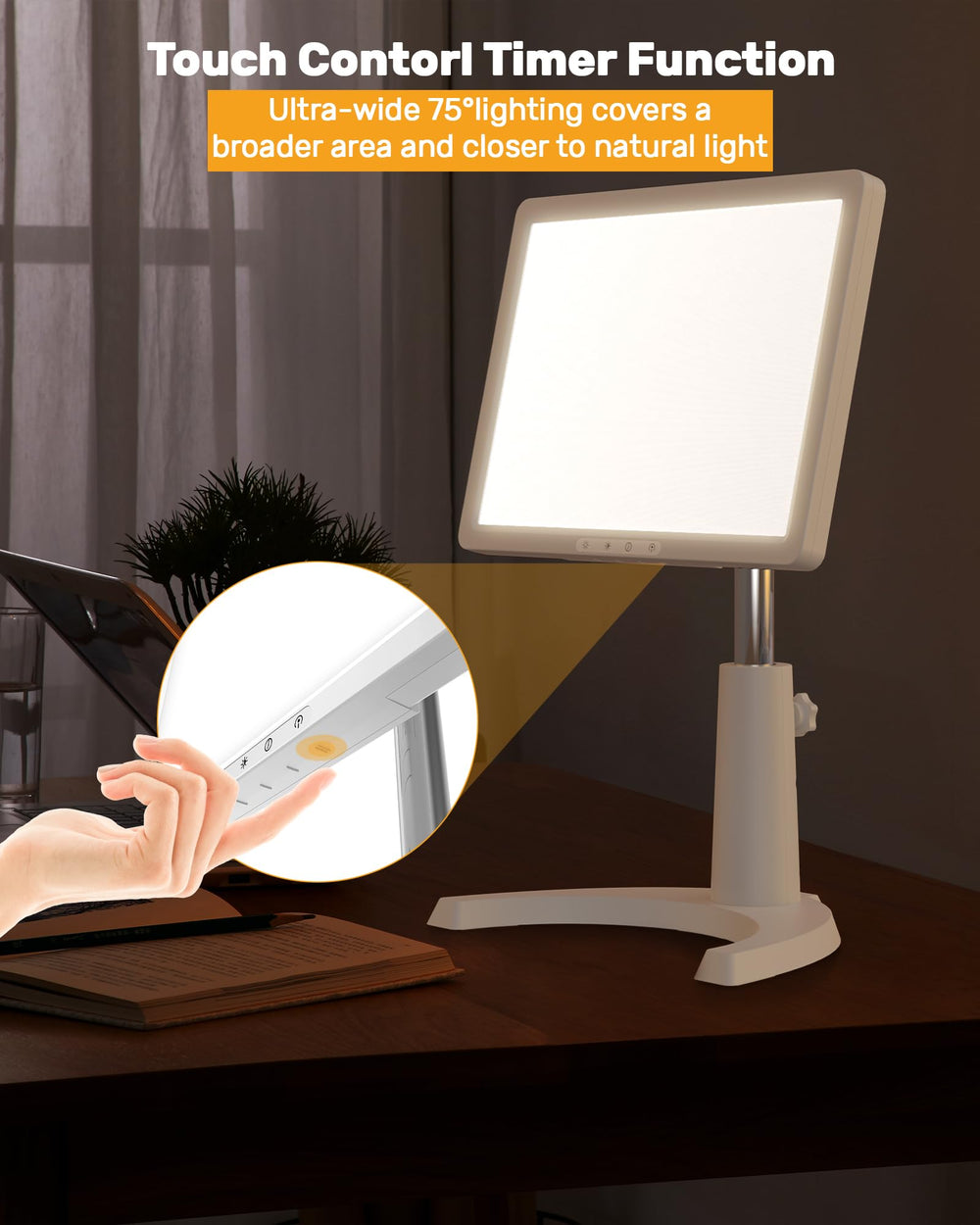 TroupePal light therapy lamp with 10 brightness levels for customizable daylight
